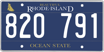RI license plate 820791