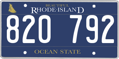 RI license plate 820792