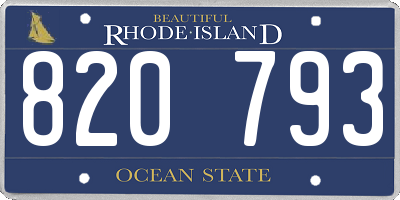 RI license plate 820793