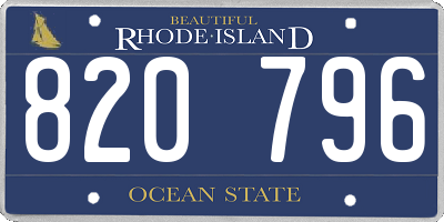 RI license plate 820796