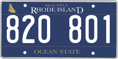 RI license plate 820801