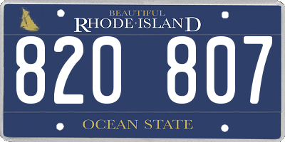 RI license plate 820807