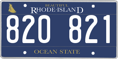 RI license plate 820821