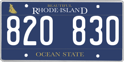 RI license plate 820830