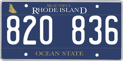 RI license plate 820836