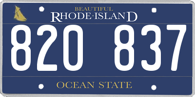 RI license plate 820837