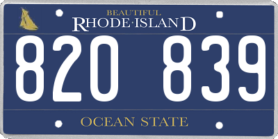 RI license plate 820839