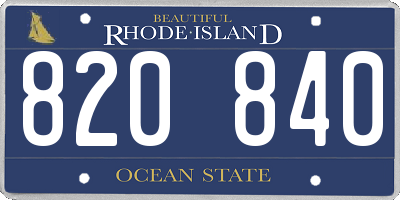 RI license plate 820840