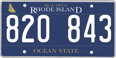 RI license plate 820843