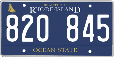 RI license plate 820845