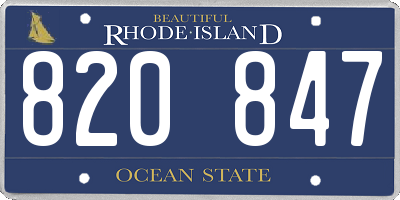 RI license plate 820847