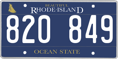 RI license plate 820849