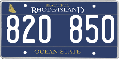 RI license plate 820850