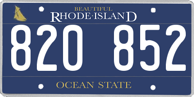 RI license plate 820852
