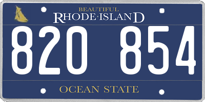 RI license plate 820854