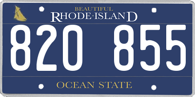 RI license plate 820855