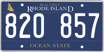 RI license plate 820857