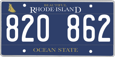 RI license plate 820862
