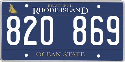 RI license plate 820869