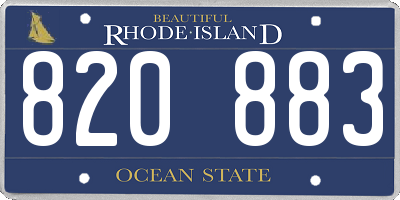 RI license plate 820883