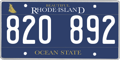 RI license plate 820892