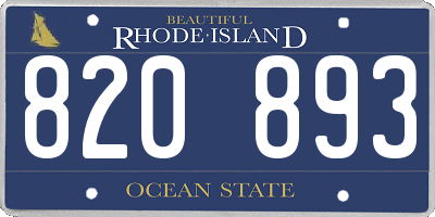 RI license plate 820893