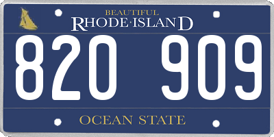 RI license plate 820909