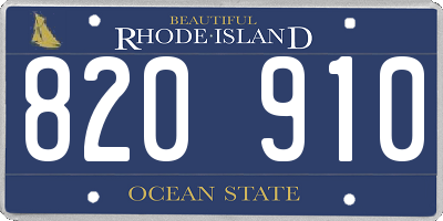 RI license plate 820910