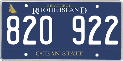 RI license plate 820922