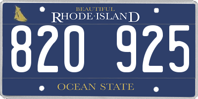 RI license plate 820925