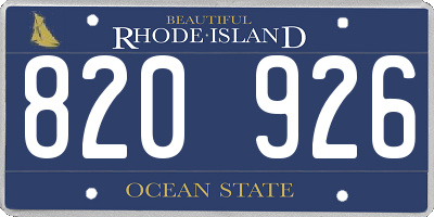 RI license plate 820926