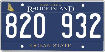 RI license plate 820932
