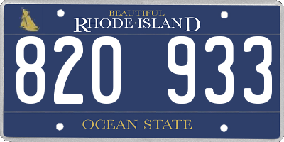 RI license plate 820933