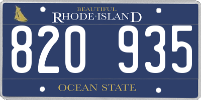 RI license plate 820935