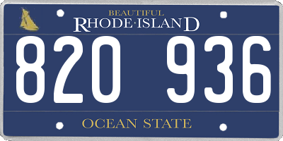 RI license plate 820936