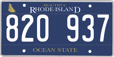 RI license plate 820937