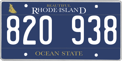 RI license plate 820938