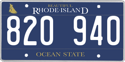 RI license plate 820940