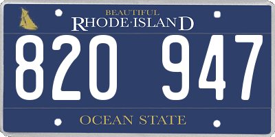 RI license plate 820947