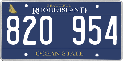 RI license plate 820954
