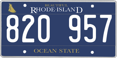 RI license plate 820957