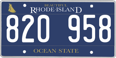 RI license plate 820958