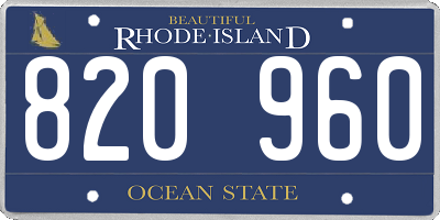 RI license plate 820960