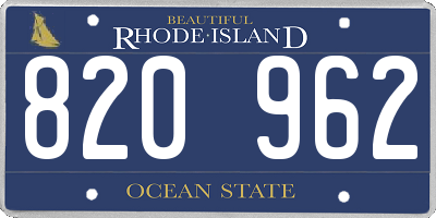 RI license plate 820962