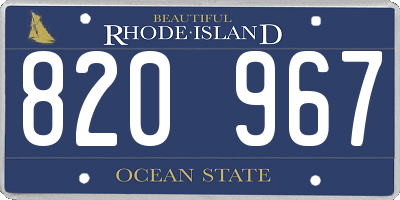 RI license plate 820967