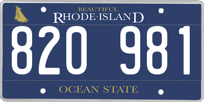 RI license plate 820981