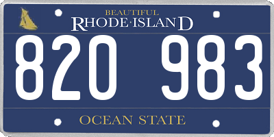 RI license plate 820983