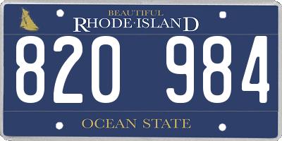 RI license plate 820984