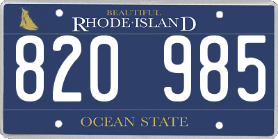 RI license plate 820985