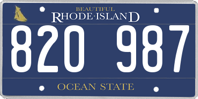 RI license plate 820987